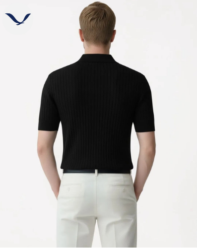 Polo en maille côtelée premium