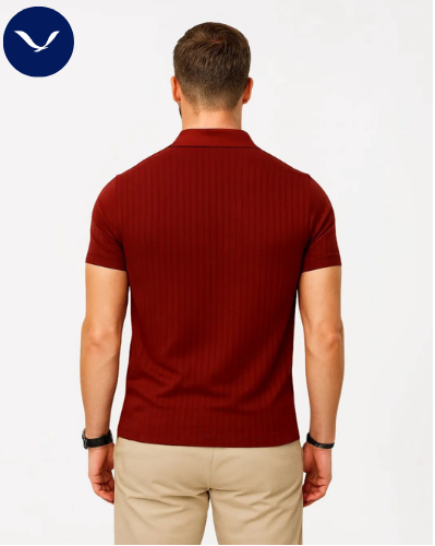 Polo côtelé à manches courtes et demi-zip