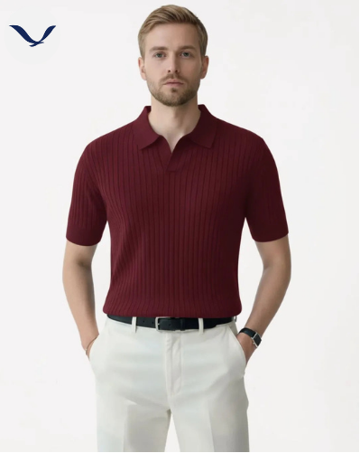 Polo en maille côtelée premium