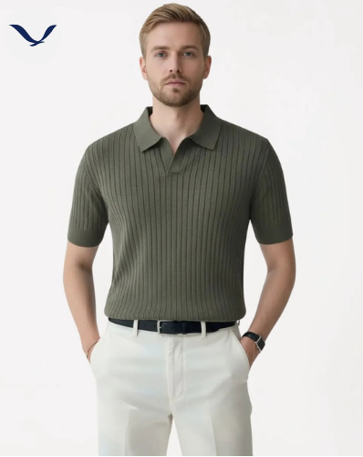 Polo en maille côtelée premium
