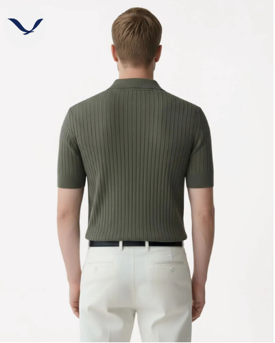 Polo en maille côtelée premium
