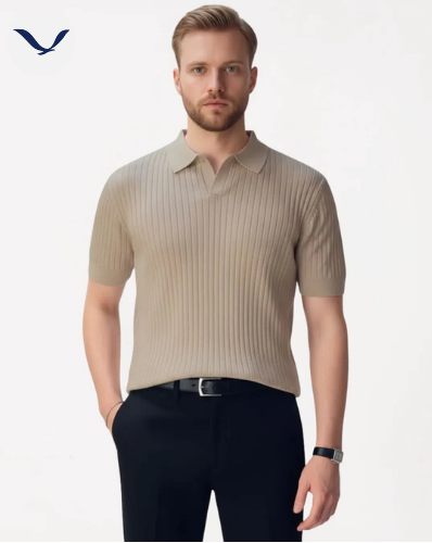 Polo en maille côtelée premium