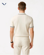 Polo demi-zip texturé