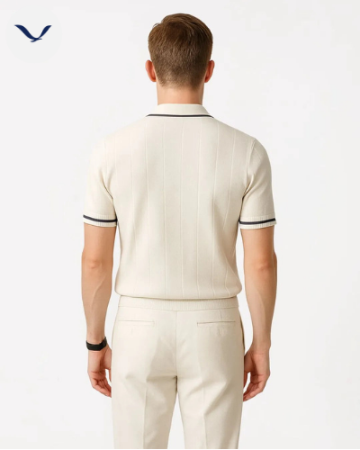 Polo demi-zip texturé