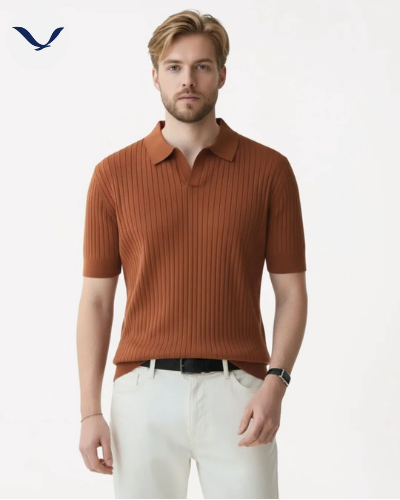 Polo en maille côtelée premium