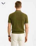 Polo demi-zip texturé