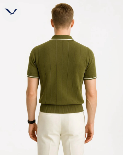 Polo demi-zip texturé