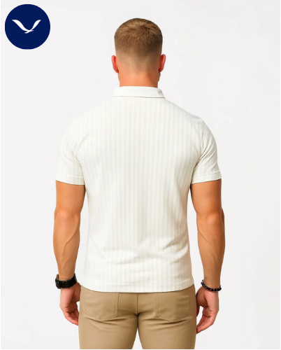 Polo côtelé à manches courtes et demi-zip