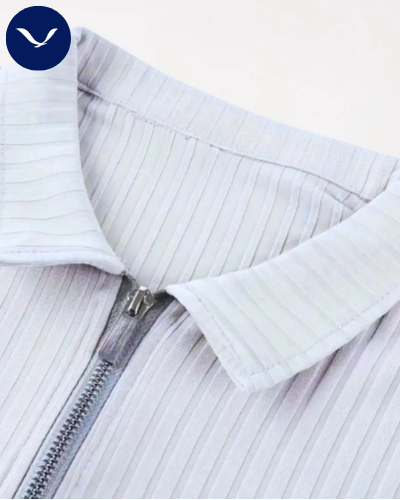 Polo côtelé à manches courtes et demi-zip