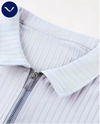 Polo côtelé à manches courtes et demi-zip