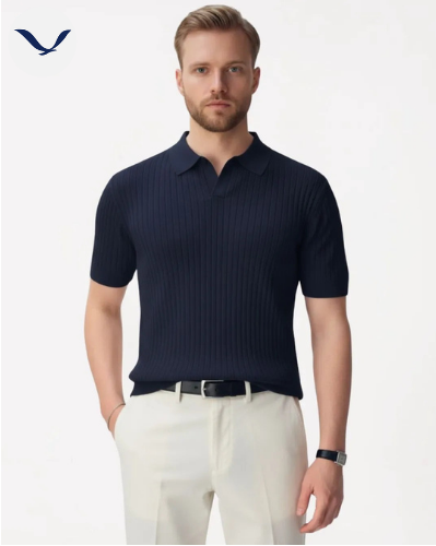 Polo en maille côtelée premium