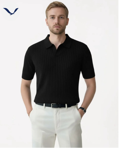 Polo en maille côtelée premium