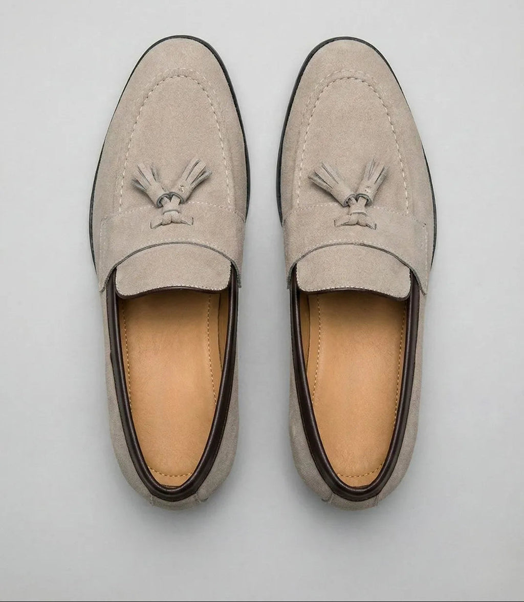 Mocassins à pampilles en daim