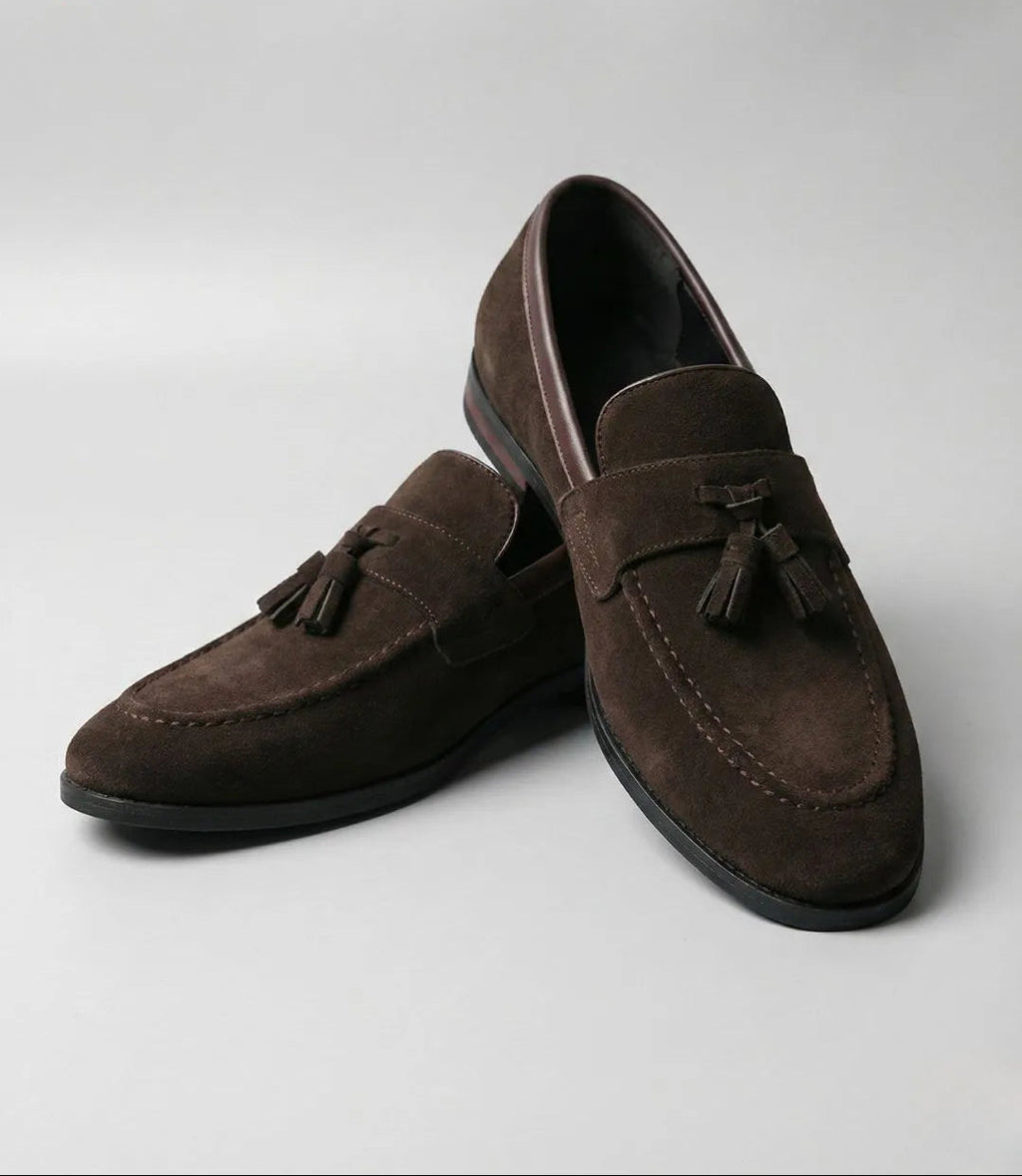 Mocassins à pampilles en daim