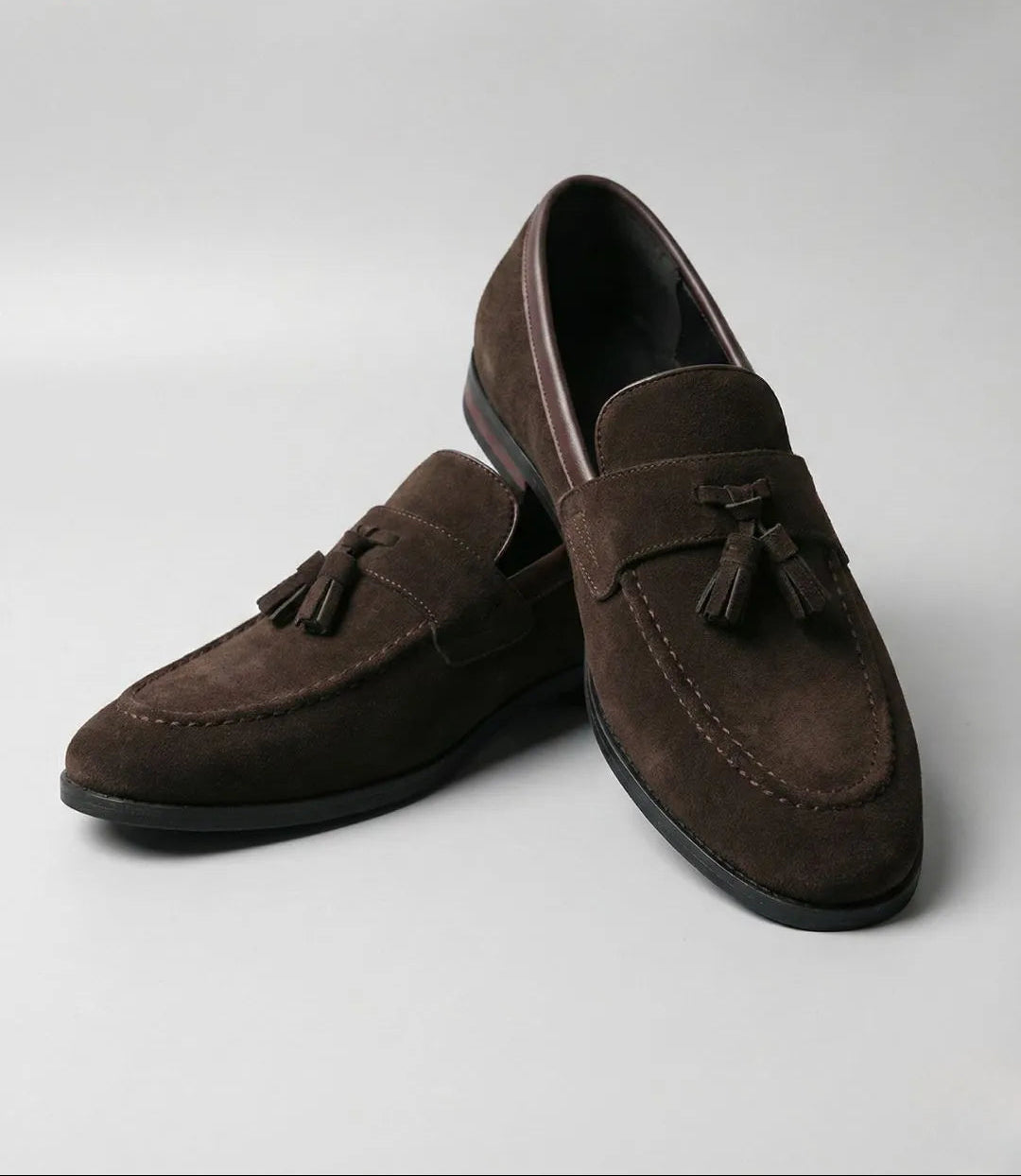 Mocassins à pampilles en daim