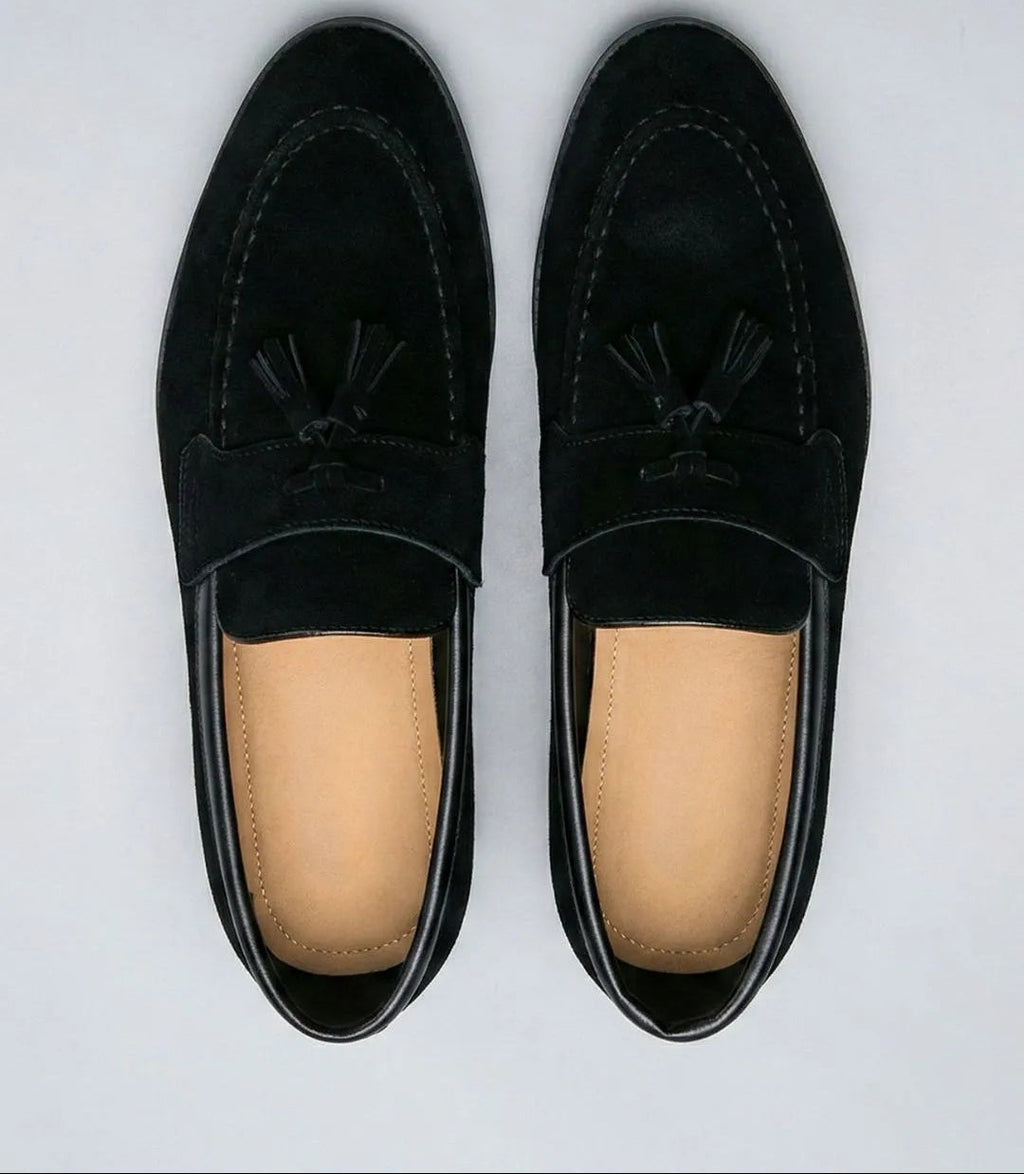 Mocassins à pampilles en daim