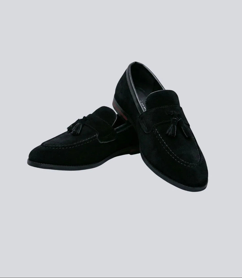 Mocassins à pampilles en daim