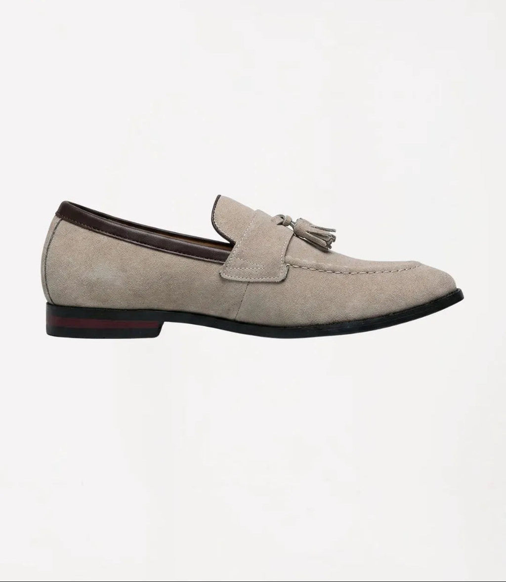 Mocassins à pampilles en daim