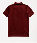 Polo côtelé à manches courtes et demi-zip