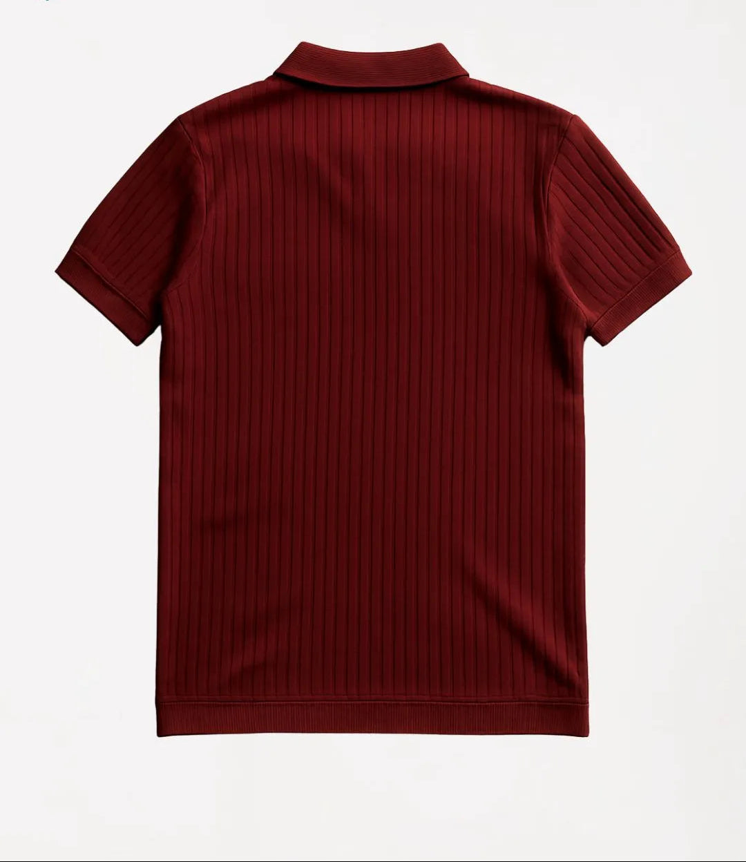Polo côtelé à manches courtes et demi-zip