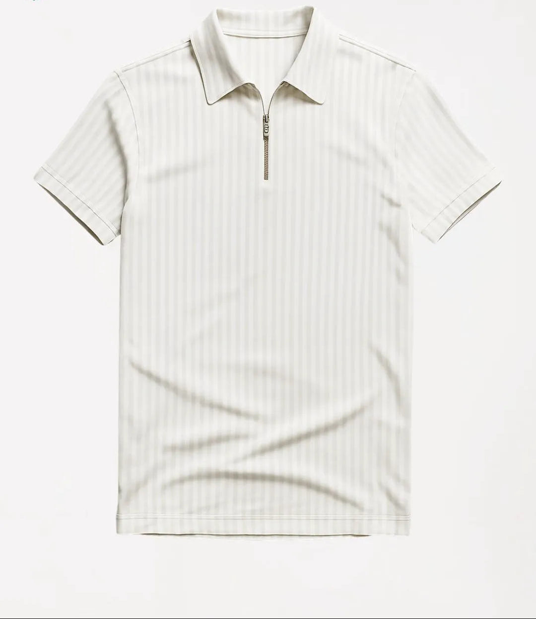 Polo côtelé à manches courtes et demi-zip