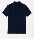Polo côtelé à manches courtes et demi-zip