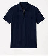 Polo côtelé à manches courtes et demi-zip