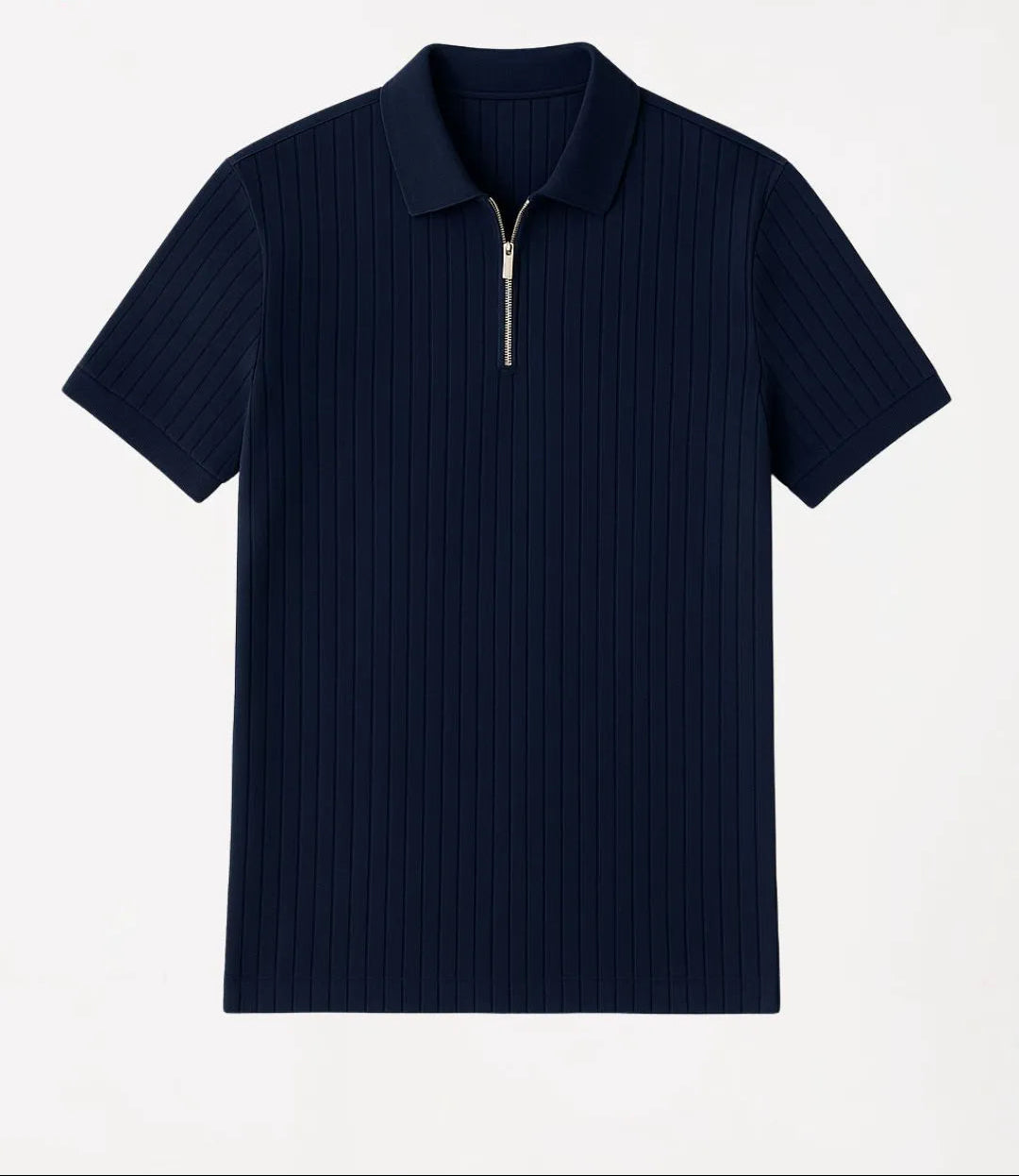 Polo côtelé à manches courtes et demi-zip