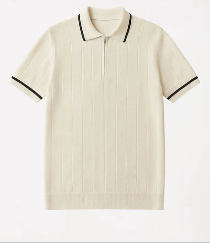 Polo Meio Zíper Texturizada